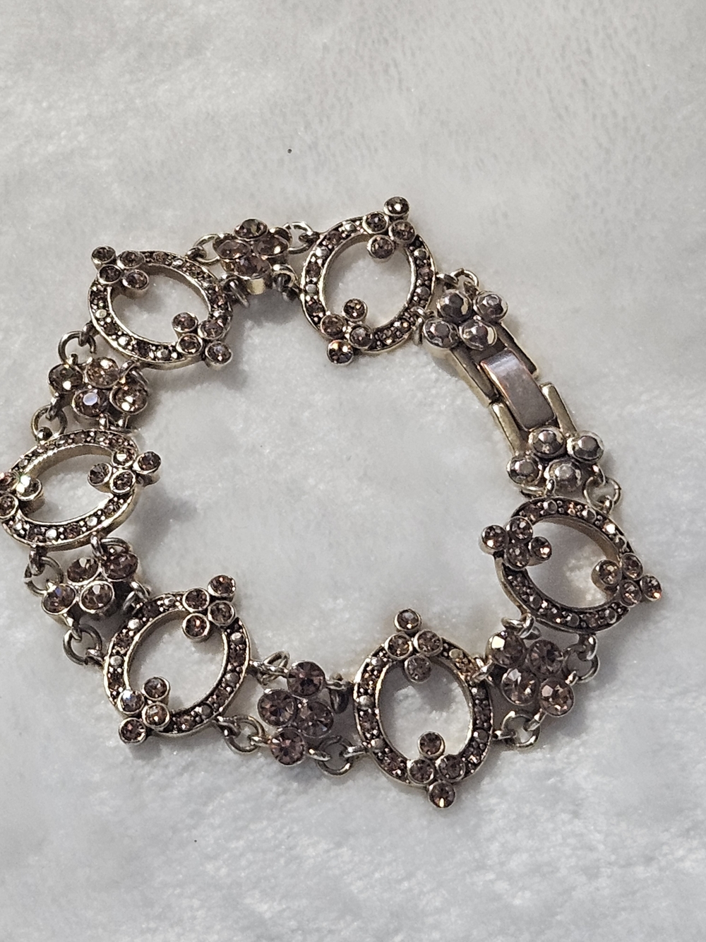 Monet Gold Tone Crystal Link Bracelet with Rhinestone Accents Vintage